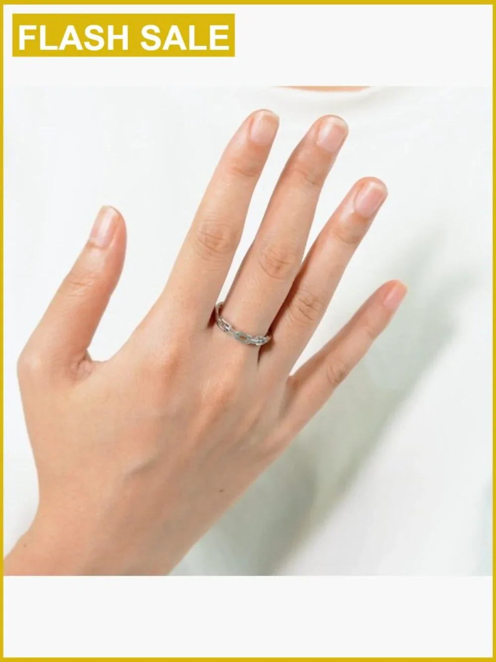 Rhodium Plated Sterling Silver Chain Link Accent Band Ring Size 10